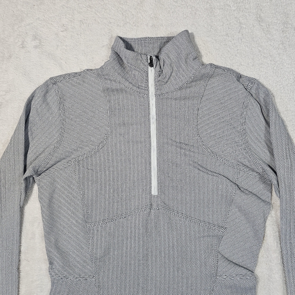 Lululemon Kanto Catch Me 1/2 Zip Heathered Herringbone Gray White LS Top Sz 8 - Picture 4 of 11